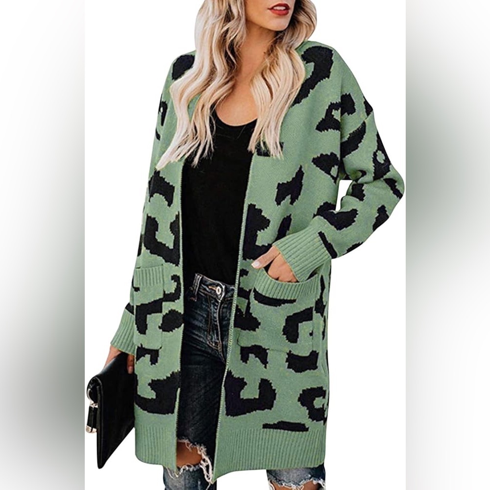 Women’s Oversized Leopard Print Cardigan Sweater
